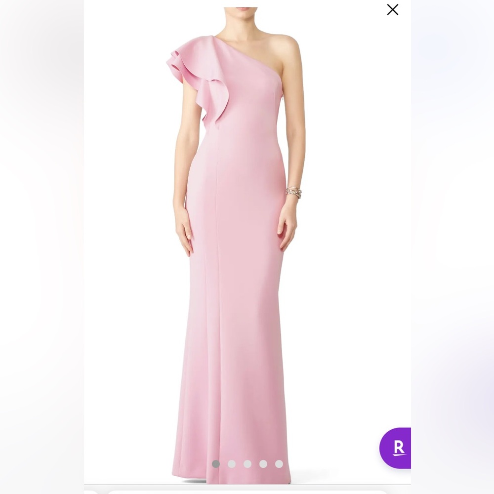 Black Halo Mabel Pink Formal one shoulder Gown 4